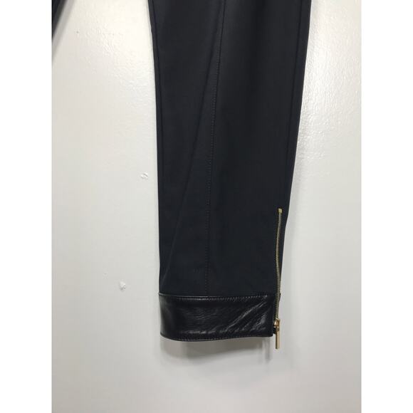 St. John Leather Cuffed Black Trousers Stretch Classic Old Money Sophisticated - Picture 5 of 10